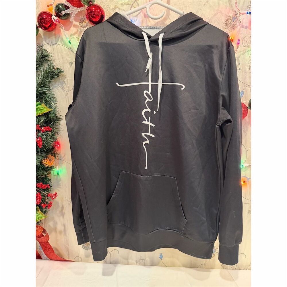 ENRFORCE Faith Christian Unisex Black Hoodie Sweatshirt One Size